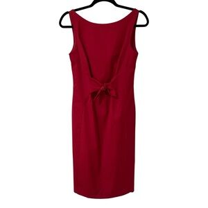 Moschino Cheap and Chic Red Front Bow Sheath Dress Size 6 Sleeveless Midi